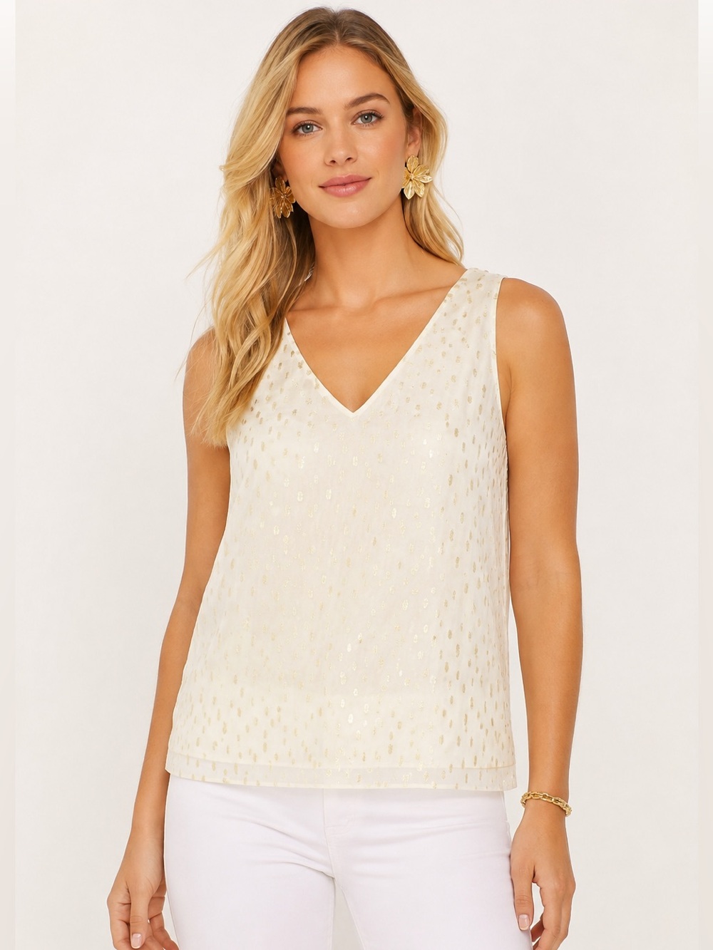 Lilly Pulitzer V-Neck Sequin Dot Tank Top NWT
